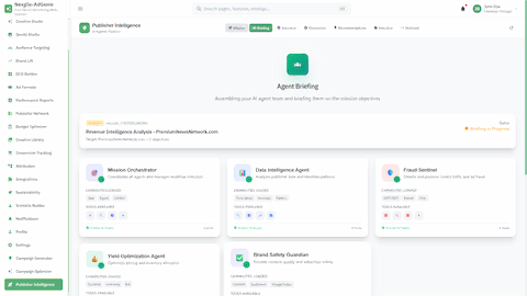 Agent Briefing - AI agent team assembly for publisher revenue analysis mission