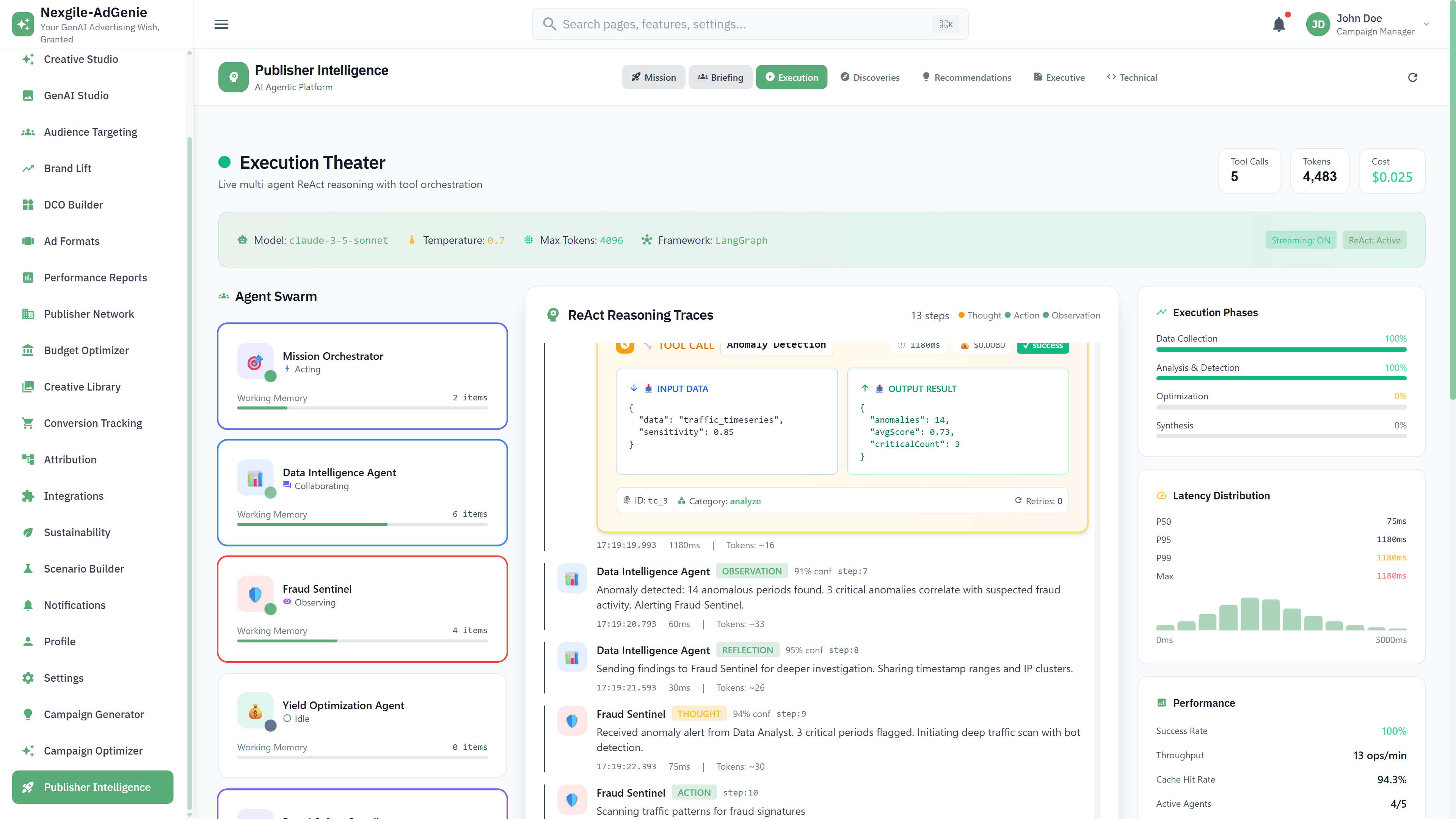 Execution Theater - Live ReAct pattern visualization with tool orchestration