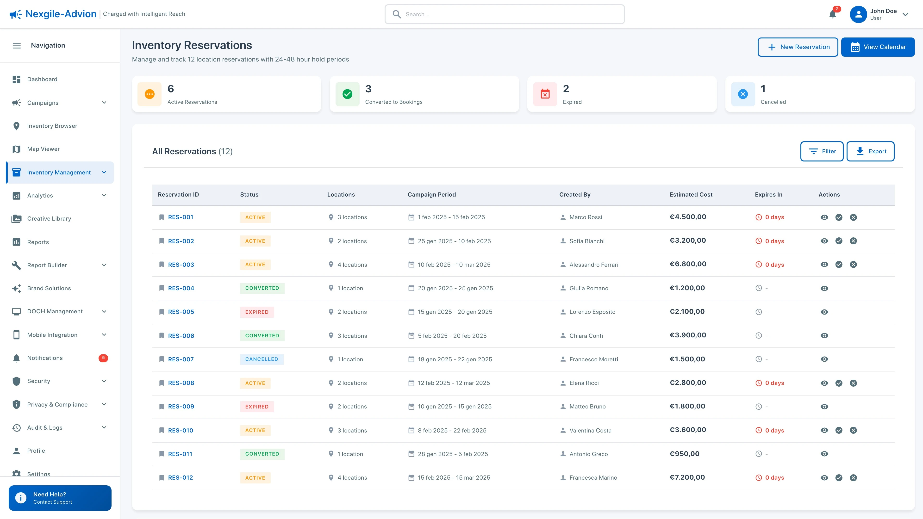 Inventory Reservations Dashboard