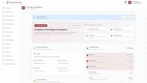 Configuration - Upload specifications and select regulatory standards for analysis