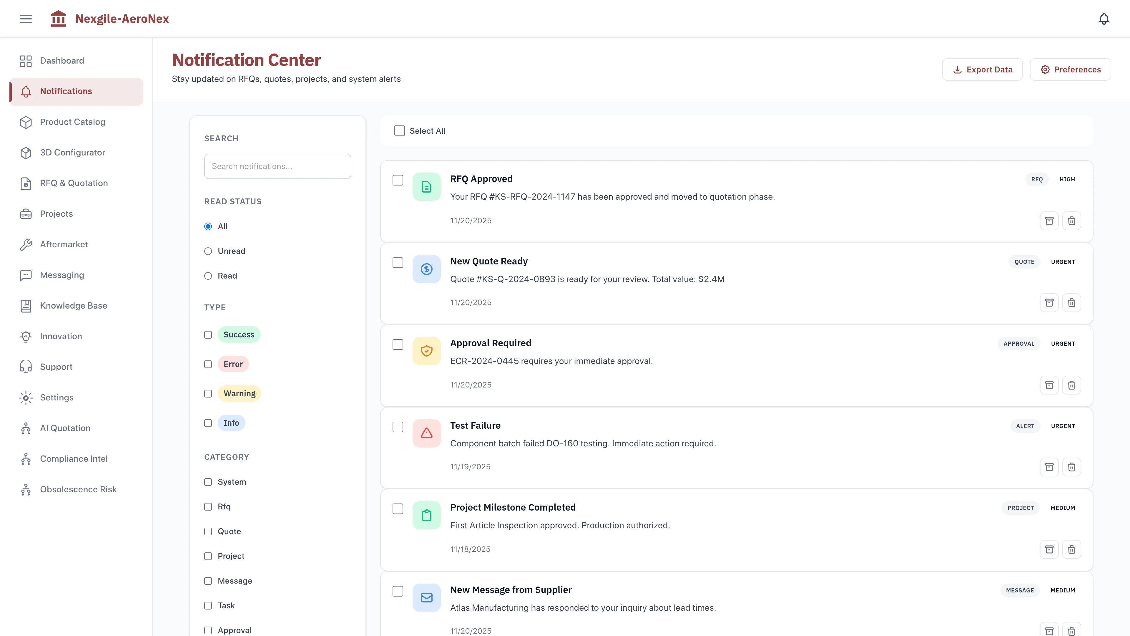 Notifications Center