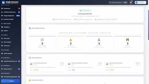 ML-driven pattern recognition revealing production anomalies and root causes with statistical validation
