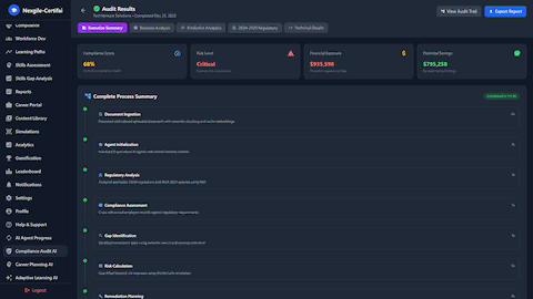 Audit Results Executive Summary - Compliance score and risk assessment