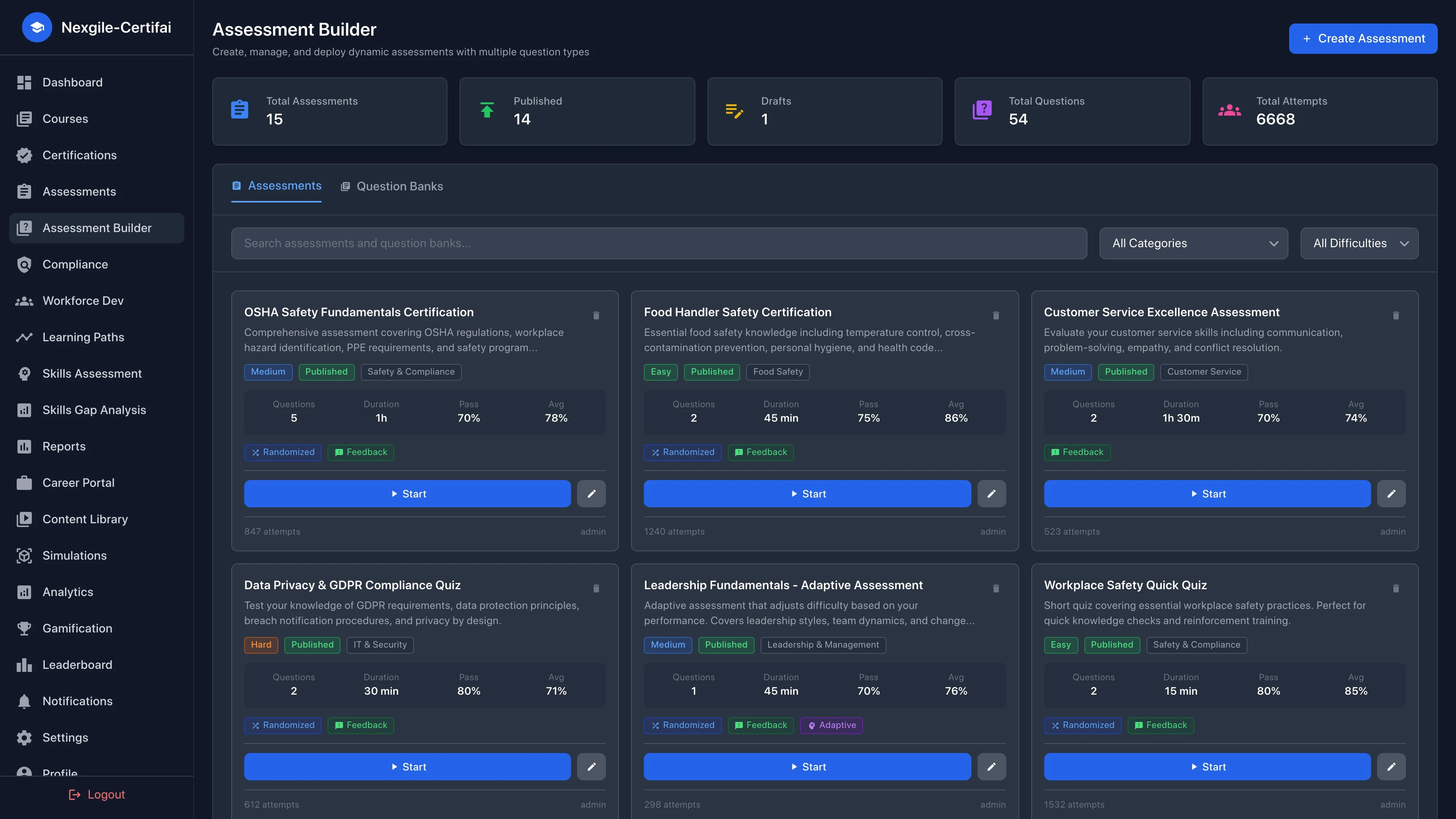 Assessment Builder - Create and manage assessments for learner evaluation
