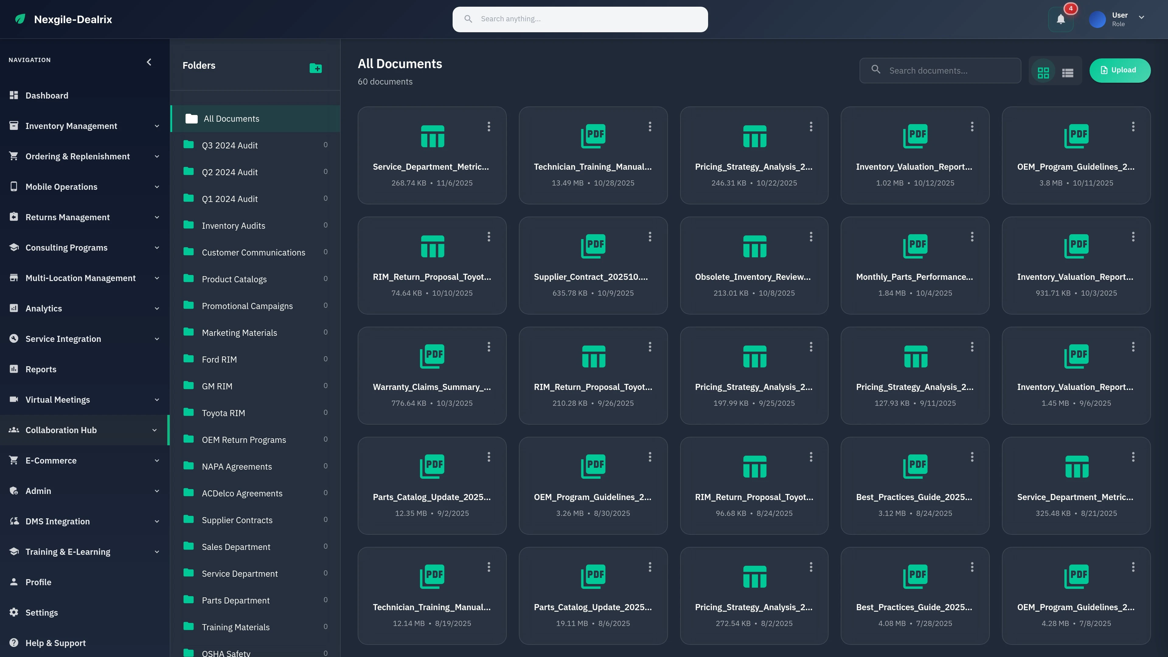 Collaboration Documents Portal - Document management and collaboration interface