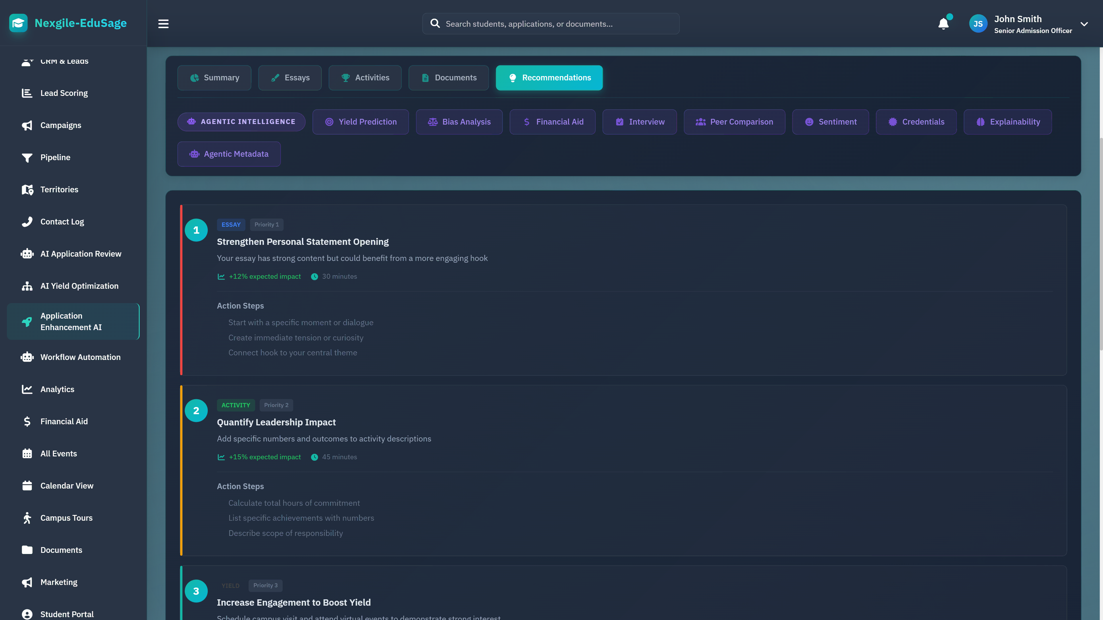 Improvement Recommendations - Prioritized action steps