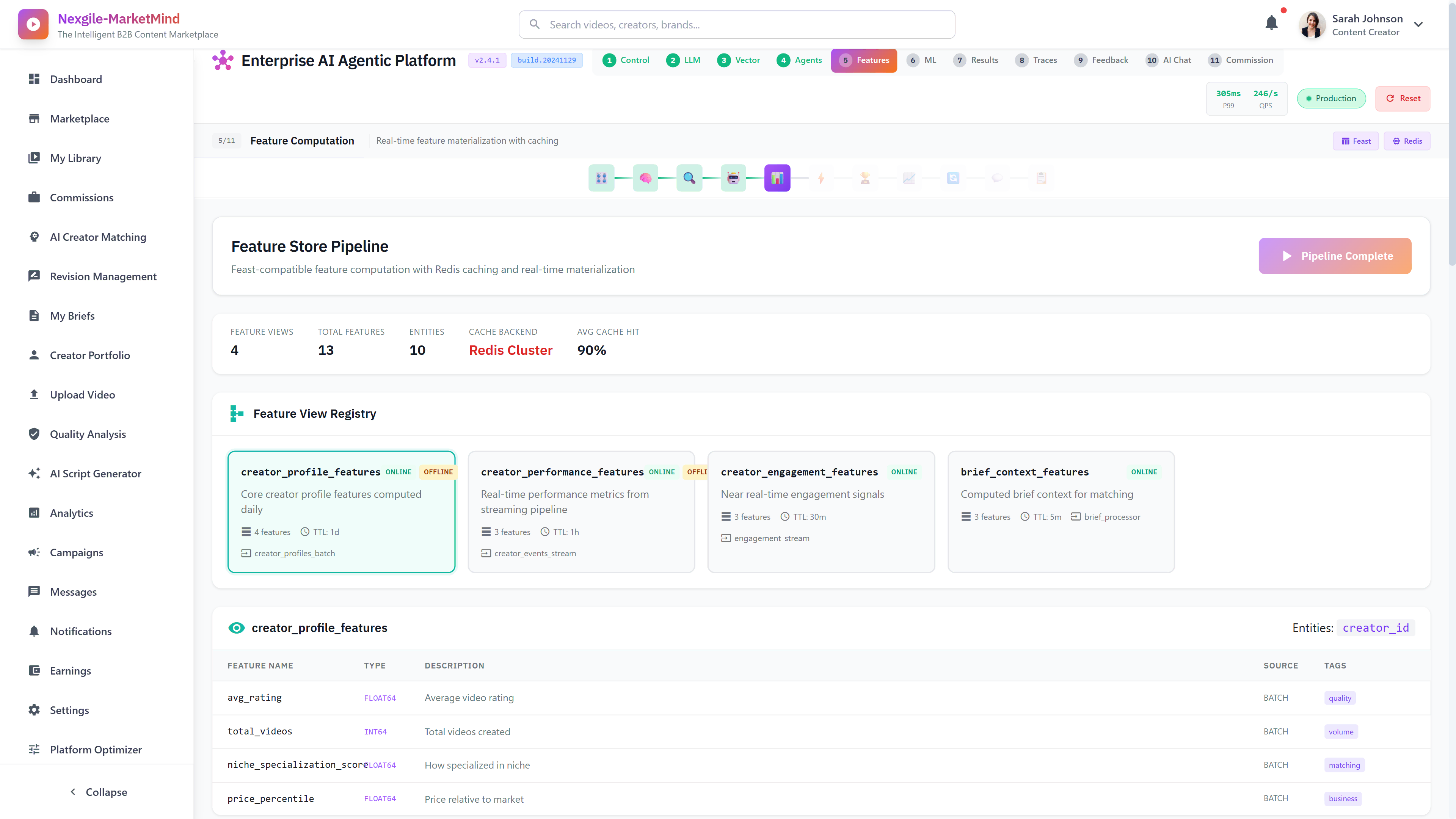 Feature Store Pipeline - Feast-compatible feature computation with Redis caching, real-time materialization, and feature view registry