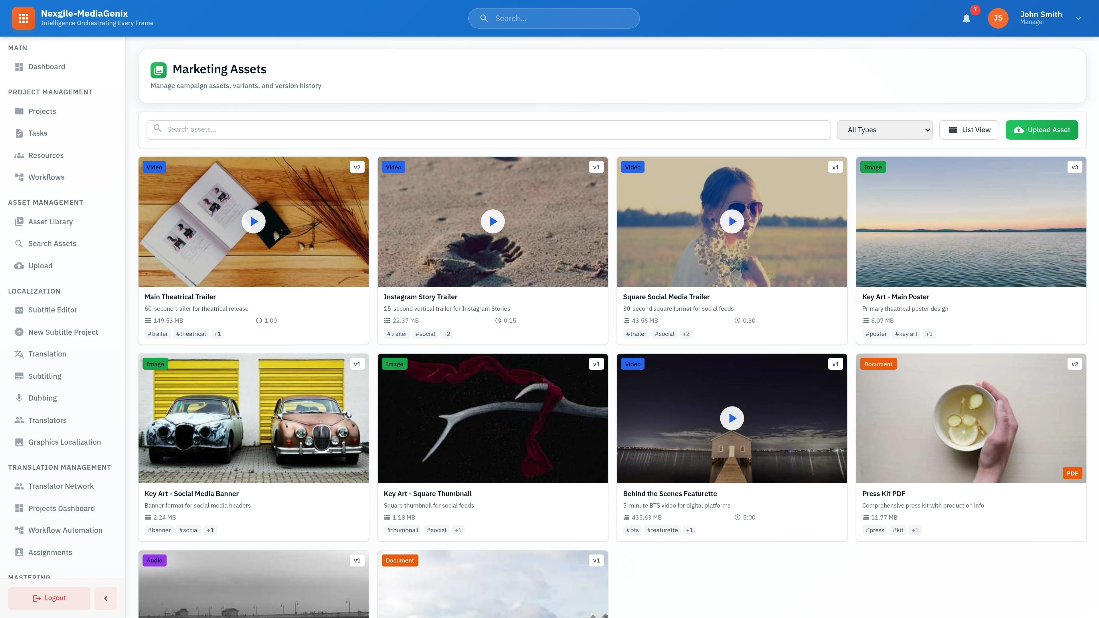 Nexgile-MediaGenix Hub - Kampaign Assets Interface