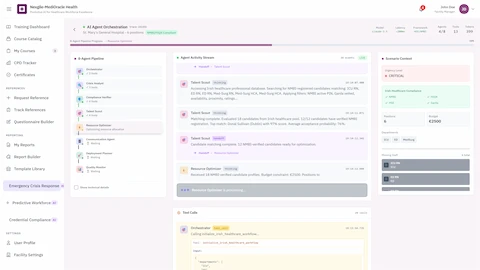 Agent Orchestration - Multi-agent activity stream with Talent Scout matching, Resource Optimizer processing, and real-time tool calls execution