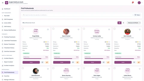 Professionals Search - Healthcare professional discovery interface with comprehensive rating and filtering systems