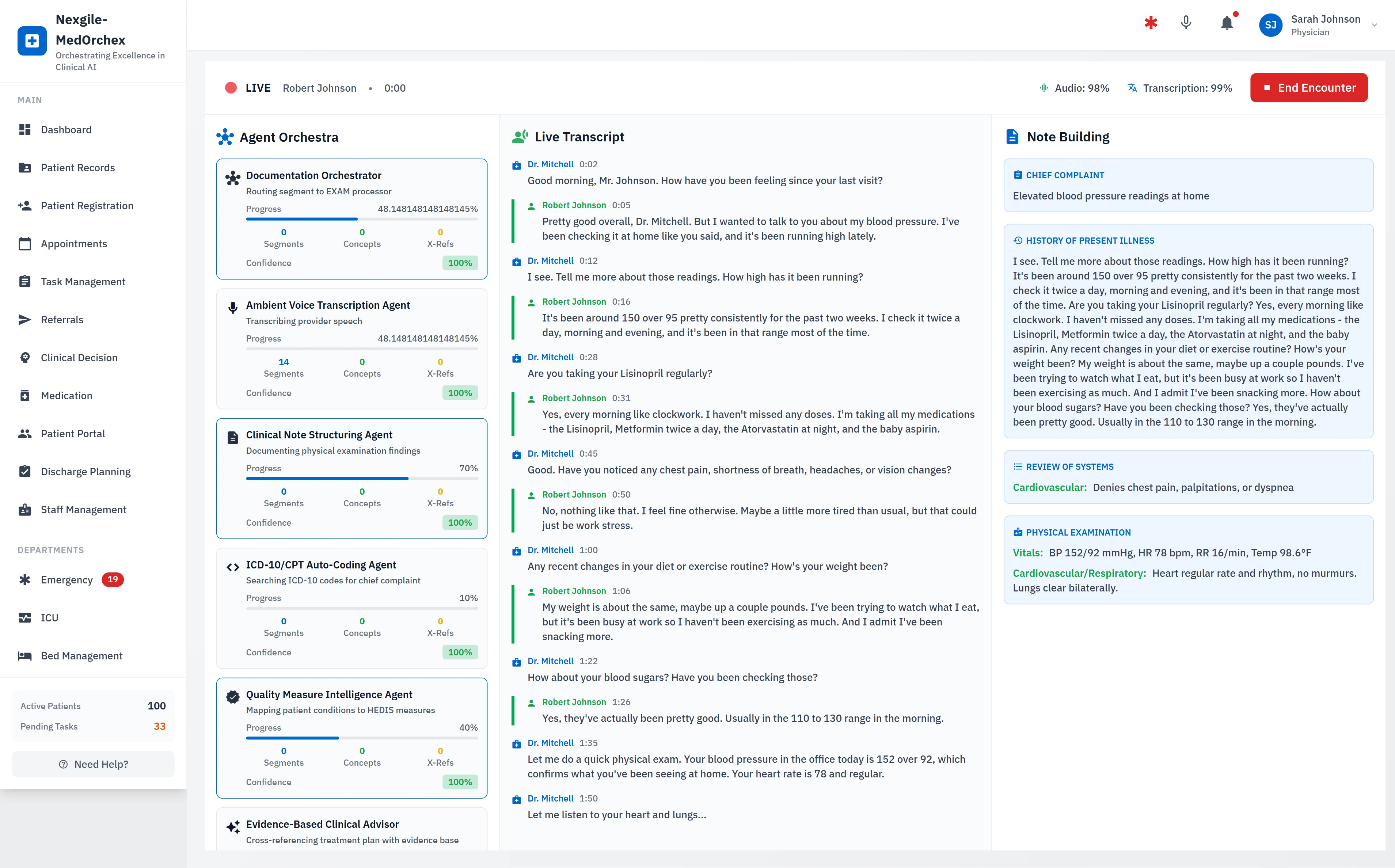 Live Encounter - Agent Orchestra with Real-Time Transcription & Note Building