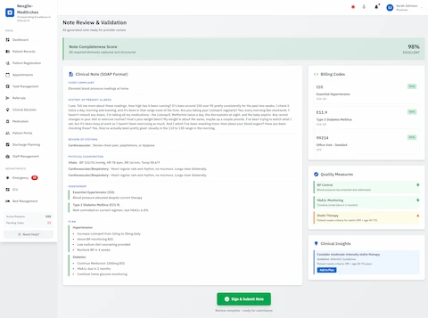 Note Review & Validation - SOAP Format with ICD-10/CPT Codes & Quality Measures