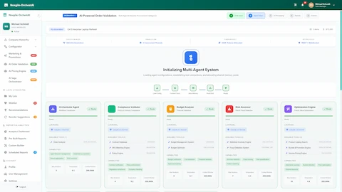 Multi-Agent System Initialization - Five specialized AI agents loading with capabilities, tool connections, and shared memory allocation