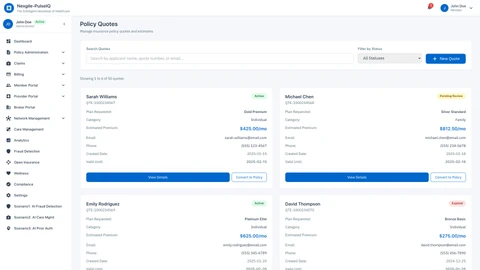 Policy Admin - Quotes Page