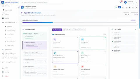 Real-Time Agent Orchestration - Multi-agent pipeline execution with 8 specialist agents collaborating through pipeline stages and live event monitoring