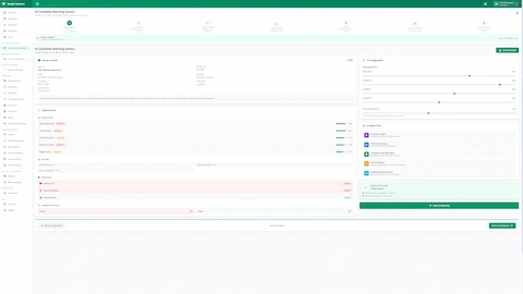 Vacancy Analysis Configuration - Job requirements setup with AI agent selection and candidate matching criteria
