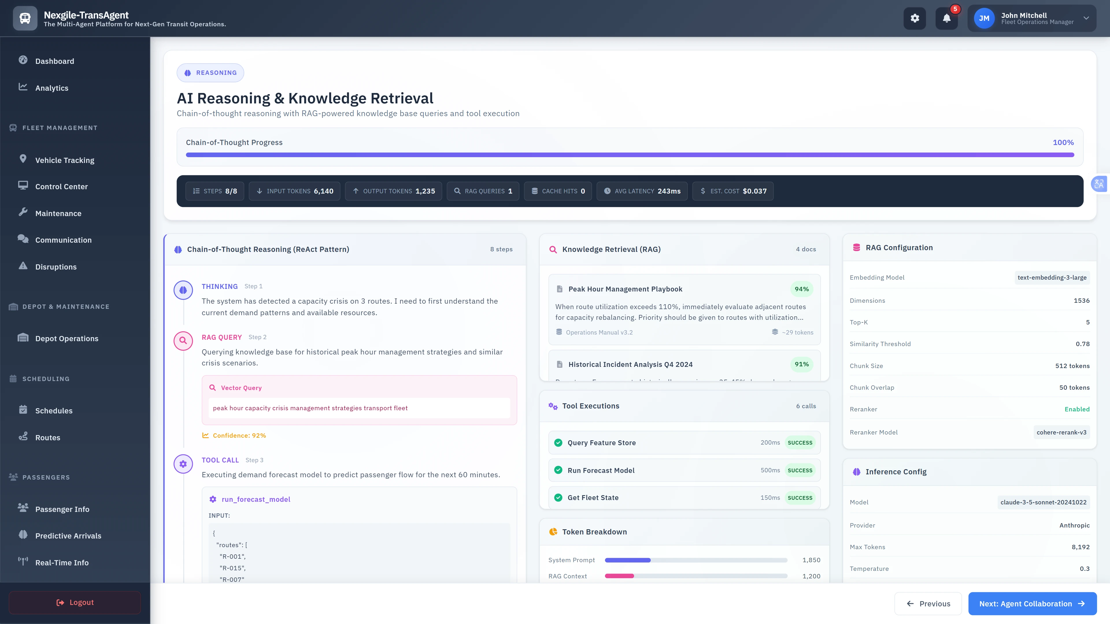 AI Reasoning & Knowledge Retrieval - Chain-of-thought reasoning interface